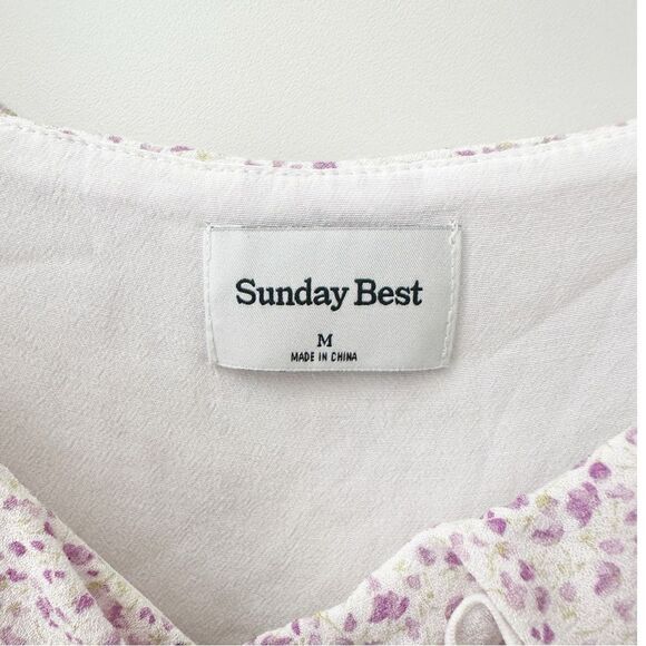 Aritzia Sunday Best Mini Dress Medium Countess Floral Ruffle Trim - Picture 8 of 11